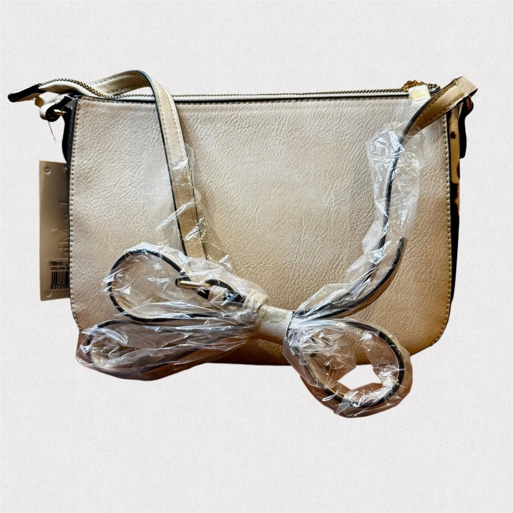 Le Miel Cream And Cow Print Crossbody Women's Bag-NWT - Picture 3 of 7